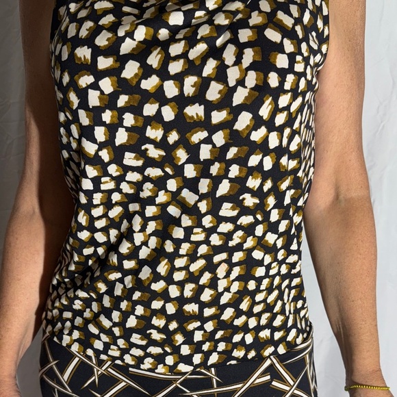 Diane Von Furstenberg Ivy Pomme Sky Gold Grass Rain Silk Jersey Dress Size 8 - Picture 4 of 10